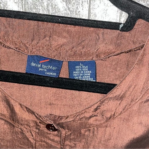 Daniel Hechter Brown Button-Up 100% Silk Blouse - Picture 2 of 3